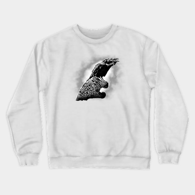 Raven on a Drakkar Crewneck Sweatshirt by CasperArt1